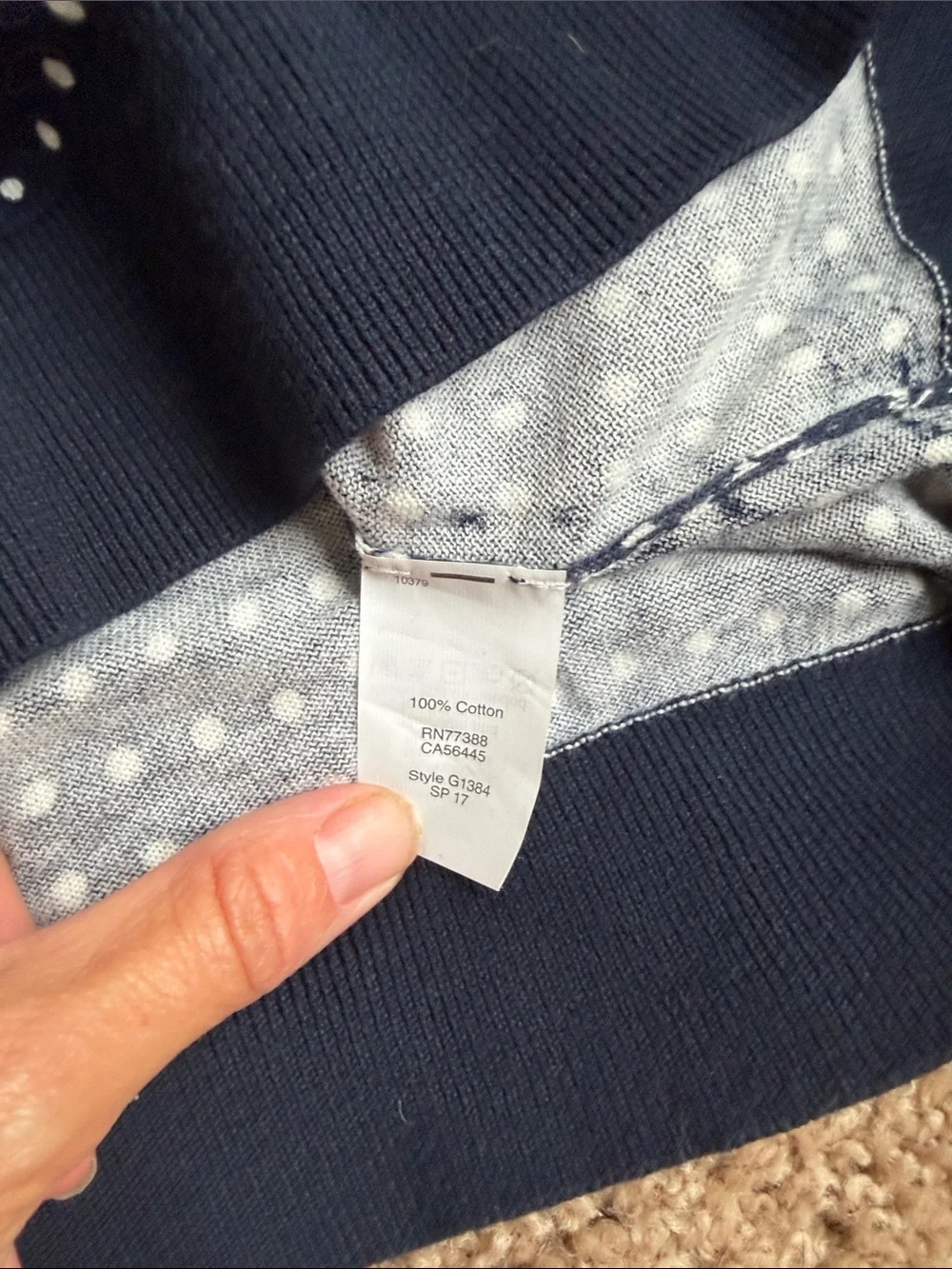 J. Crew Navy and White Polka Dot Sleeveless Knit Top Size M